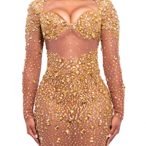 GOLD BODYCON DRESS - Picture 5 of 6